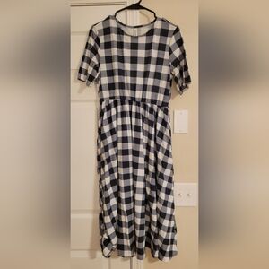 Stylish Black and White Checkered Kids Dress
